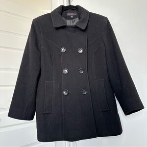 Jason Kole Black Pea Coat Wool blend Size Large